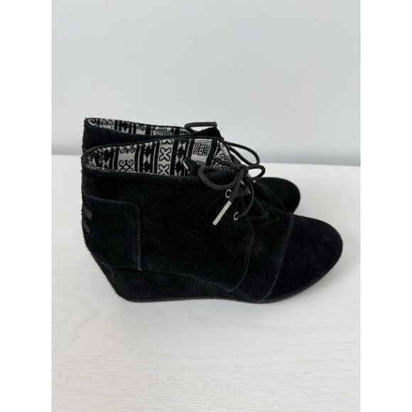 Toms Women's Suede Wedge Booties‎ Black Kala Size 9 Ankle Height - Picture 6 of 13